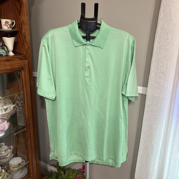 Peter Millar Other - Peter‎ Millar Polo Shirt Mens XL Green Stripe Short Sleeve Golf Cotton Stretch